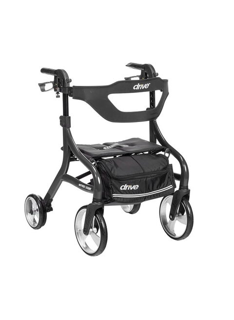 Nitro Sprint Foldable Rollator Walker with Seat, Petite Height Lightweight Rollator with Large Wheels, Folding Rollator, Short Rolling Walker for Seniors and Adults, Black