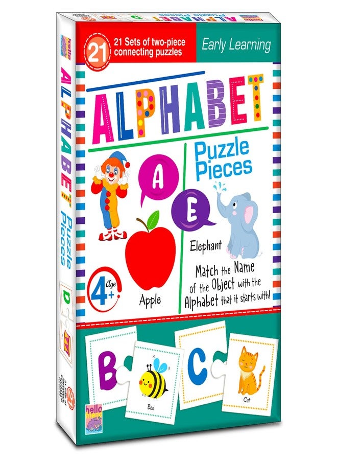 BRIJBASI Alphabet Learning Jigsaw Puzzle Connecting 2-Piece (Set of 21 pcs) for Kids, Childrens and Toddlers – Early Learning Educational Brain Booster with Fun and Engaging - Ages 4+ - Image 1