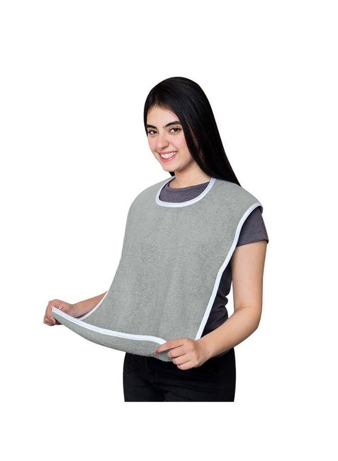 Adult Bibs, Waterproof Elderly Bib, Adult Washable Dining Bibs Mealtime Bib Clothing Protector, for Elderly Men Women, Reusable Clothing Protector Grey - Image 1