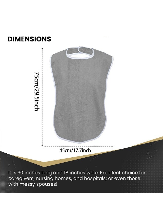 Adult Bibs, Waterproof Elderly Bib, Adult Washable Dining Bibs Mealtime Bib Clothing Protector, for Elderly Men Women, Reusable Clothing Protector Grey - Image 2