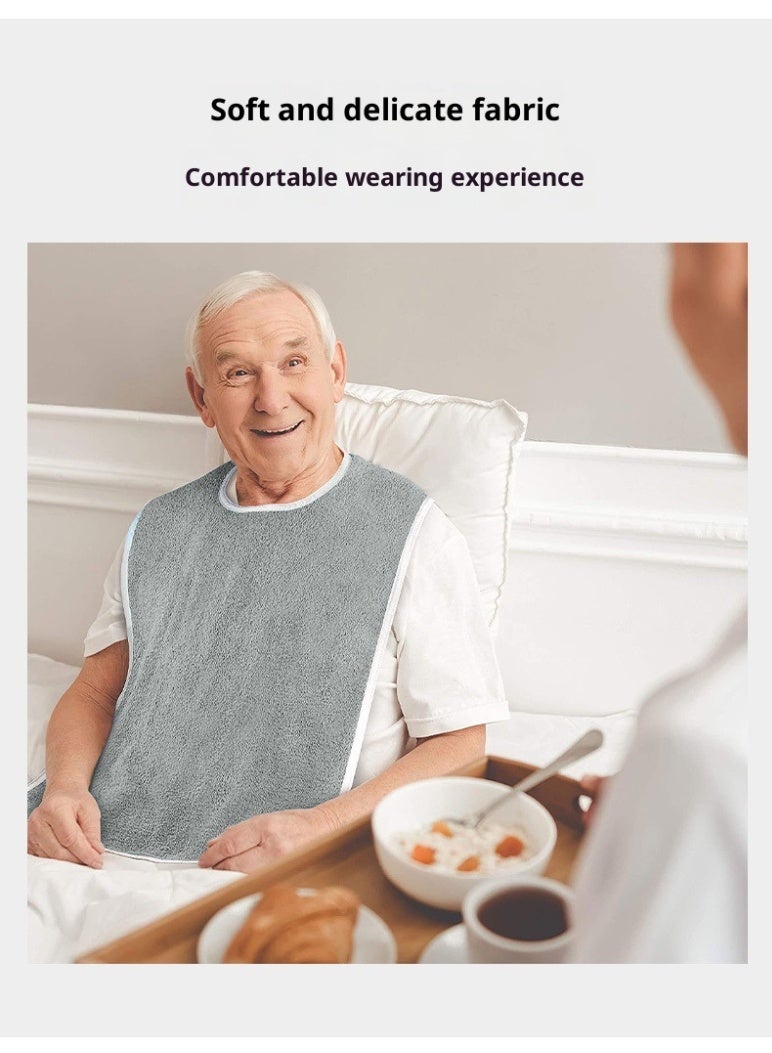 Adult Bibs, Waterproof Elderly Bib, Adult Washable Dining Bibs Mealtime Bib Clothing Protector, for Elderly Men Women, Reusable Clothing Protector Grey - Image 3