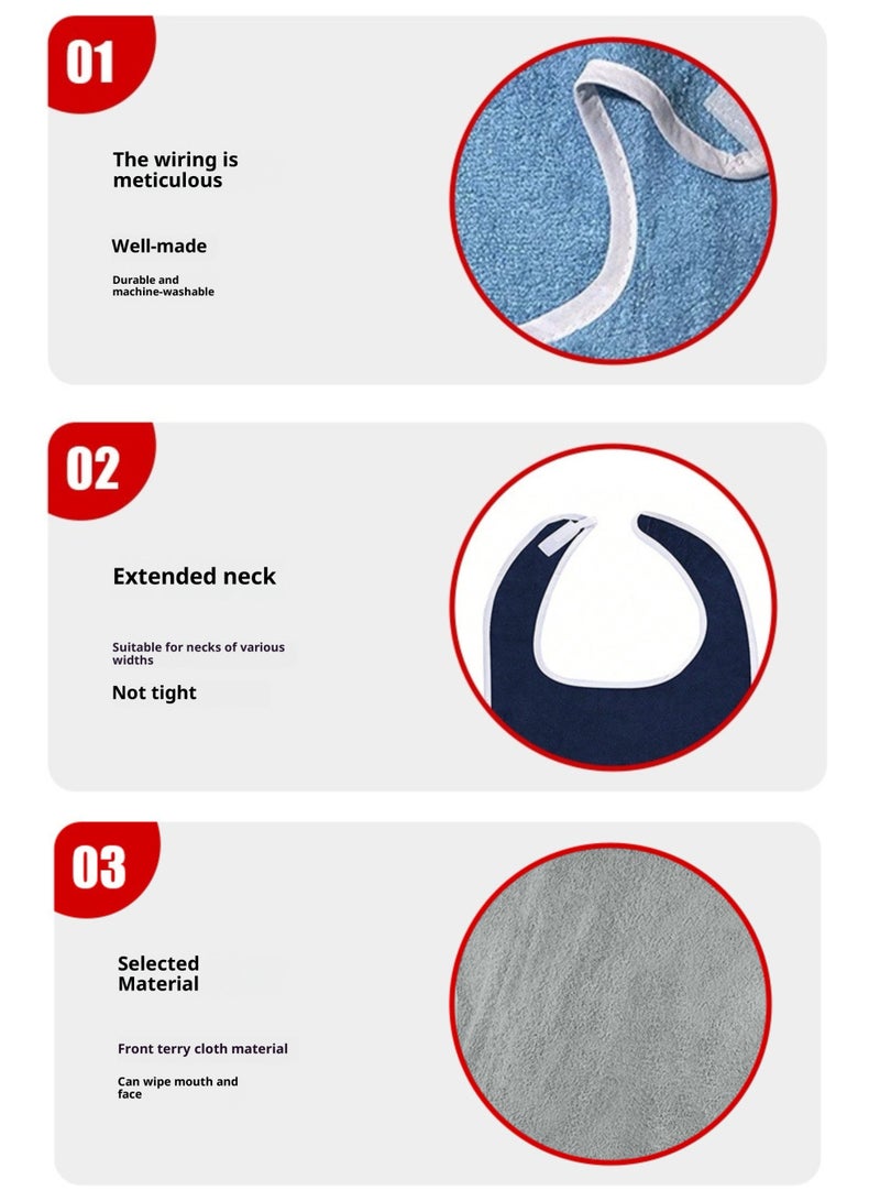 Adult Bibs, Waterproof Elderly Bib, Adult Washable Dining Bibs Mealtime Bib Clothing Protector, for Elderly Men Women, Reusable Clothing Protector Grey - Image 4