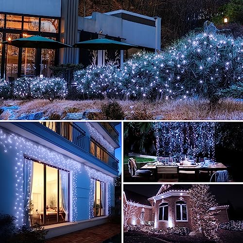 btfarm 4 Pack Solar String Lights Outdoor - 320LED 132FT Solar Fairy Lights Outside Waterproof 8 Modes, Copper Wire Twinkle Solar Powered Light for Garden Yard Tree Christmas Wedding Decor, Cool White - Image 5