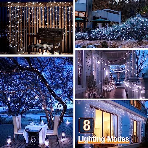 btfarm 4 Pack Solar String Lights Outdoor - 320LED 132FT Solar Fairy Lights Outside Waterproof 8 Modes, Copper Wire Twinkle Solar Powered Light for Garden Yard Tree Christmas Wedding Decor, Cool White - Image 4