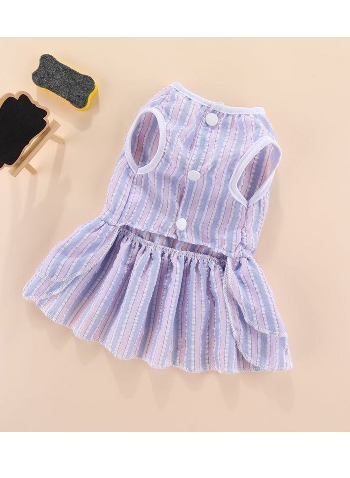 A.M Polycotton Small Dog Cat Girl Casual Dress Cute Bowknot Tutu Summer Dress Striped Dog Clothes for Small Dogs, Cat Pet Apparel Outfits - Image 5