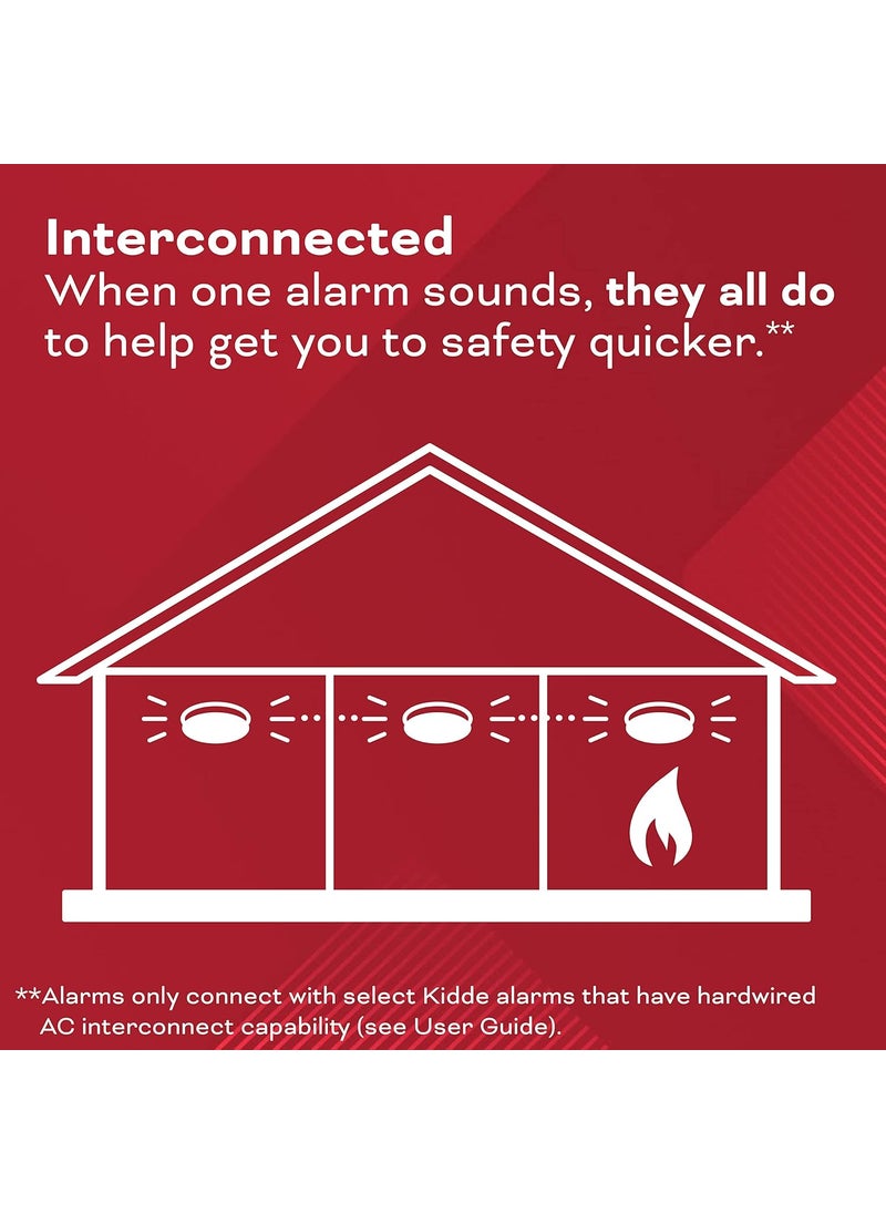 Kidde Kidde Hardwired Smoke  Carbon Monoxide Detector AA Battery Backup Interconnectable LED Warning Light Indicators 4 Pack  - Image 5