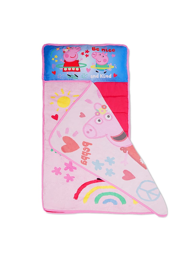 Peppa Pig NoJo Peppa Pig I'm so Happy Toddler Nap Mat - Includes Attached Pillow and Fleece Blanket  - Image 3