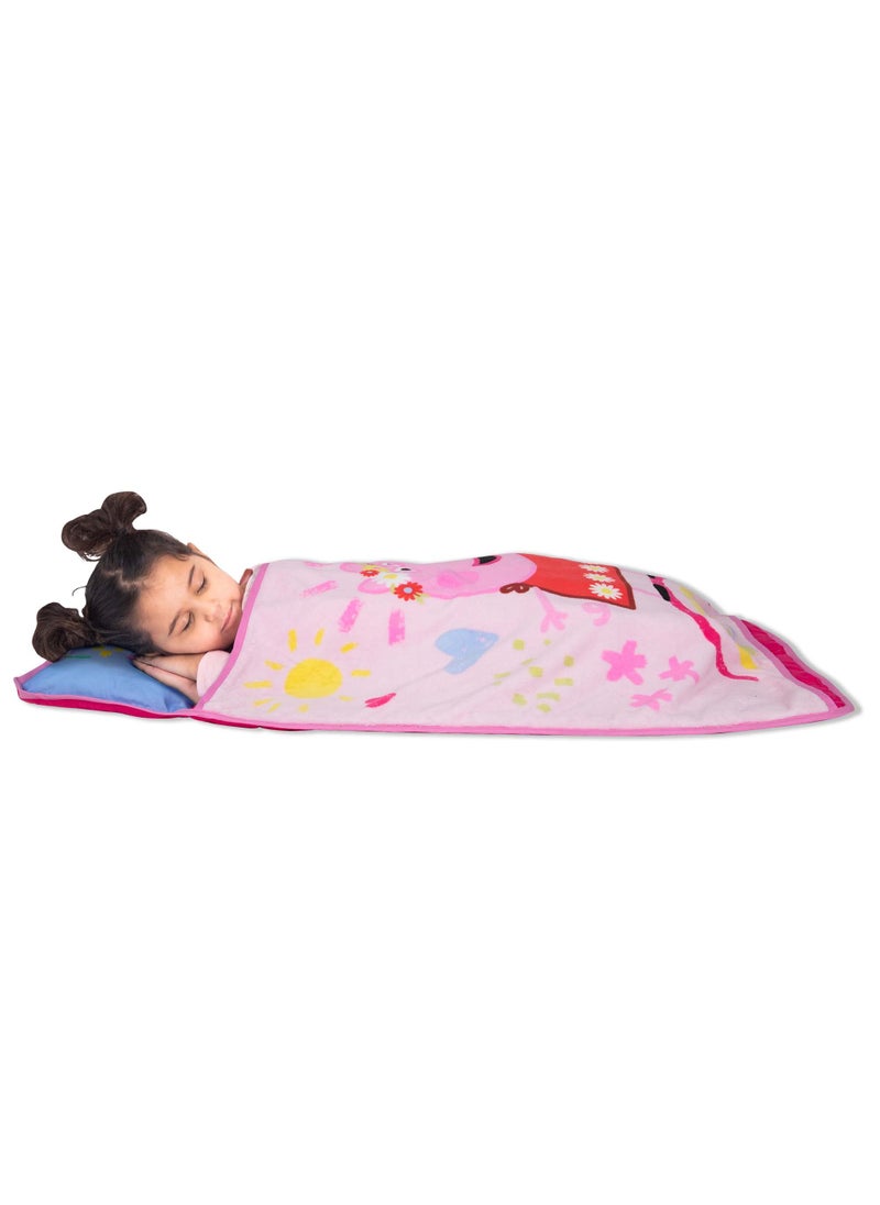Peppa Pig NoJo Peppa Pig I'm so Happy Toddler Nap Mat - Includes Attached Pillow and Fleece Blanket  - Image 5