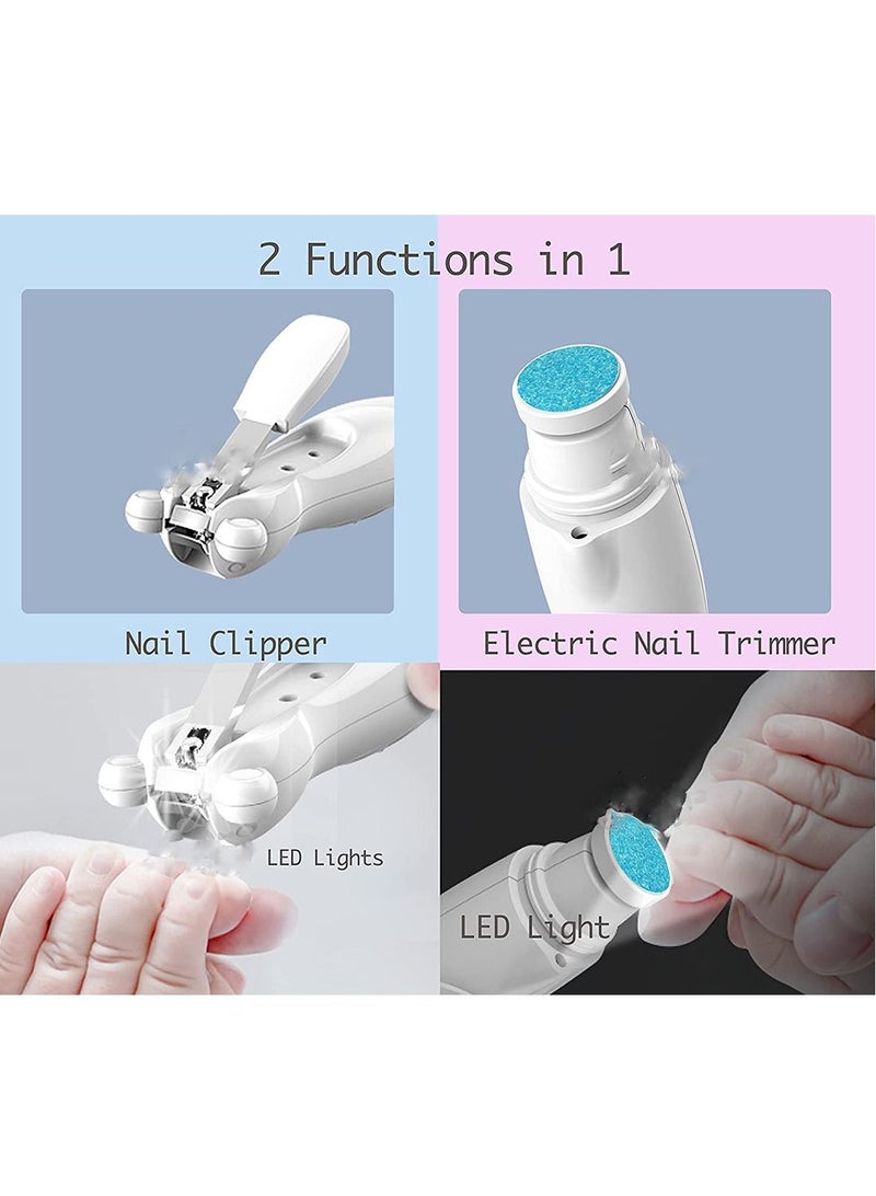 Baby Nail File Electric Nail Trimmer, USB Rechargeable 20 in 1 Toddler Nails Clippers Safe Kit Built-In LED Light Replacement Heads, Newborn Toes and Fingernails, Trim and Polish - Image 3