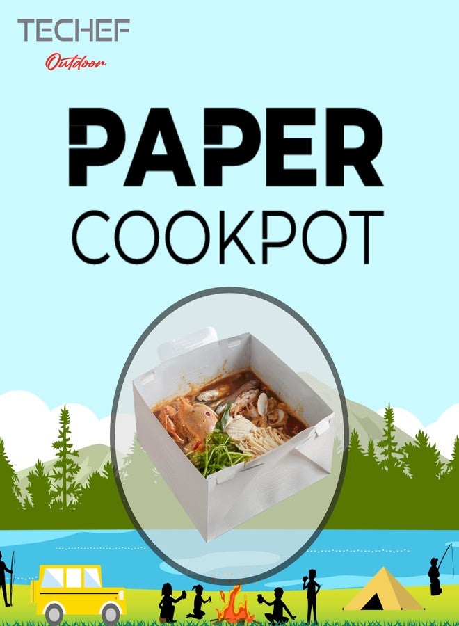 TECHEF - Foldable Paper Cookpot | 5 paper pot/lid sets | 3.16 qt | The Revolutionary Disposable and Flame-Resistant Cooking Pot for Camping and Home Use, Compatible with Direct Flame and Induction - Image 2