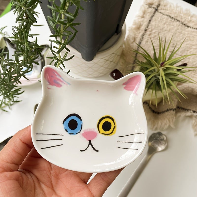 2pcs Cute Siamese Cat Rest Spoon With Paw Shape Stirring Spoon And Heterochromia White Cat Spoon Holder For Cat Lovers D - Image 2