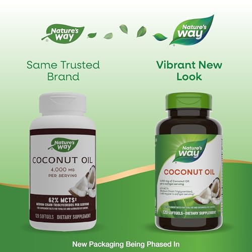 Nature's Way Coconut Oil, 62% MCTs(1), Hexane Free, 120 Softgels (Packaging May Vary) - Image 2