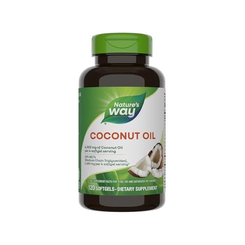 Nature's Way Coconut Oil, 62% MCTs(1), Hexane Free, 120 Softgels (Packaging May Vary) - Image 1