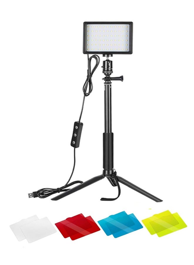 Generic Dimmable 5600K USB LED Video Light with Adjustable Tripod Stand/Color Filters for Tabletop/Low Angle Shooting  Colorful LED Lighting  Product Portrait Youtube Video Photography  - Image 1