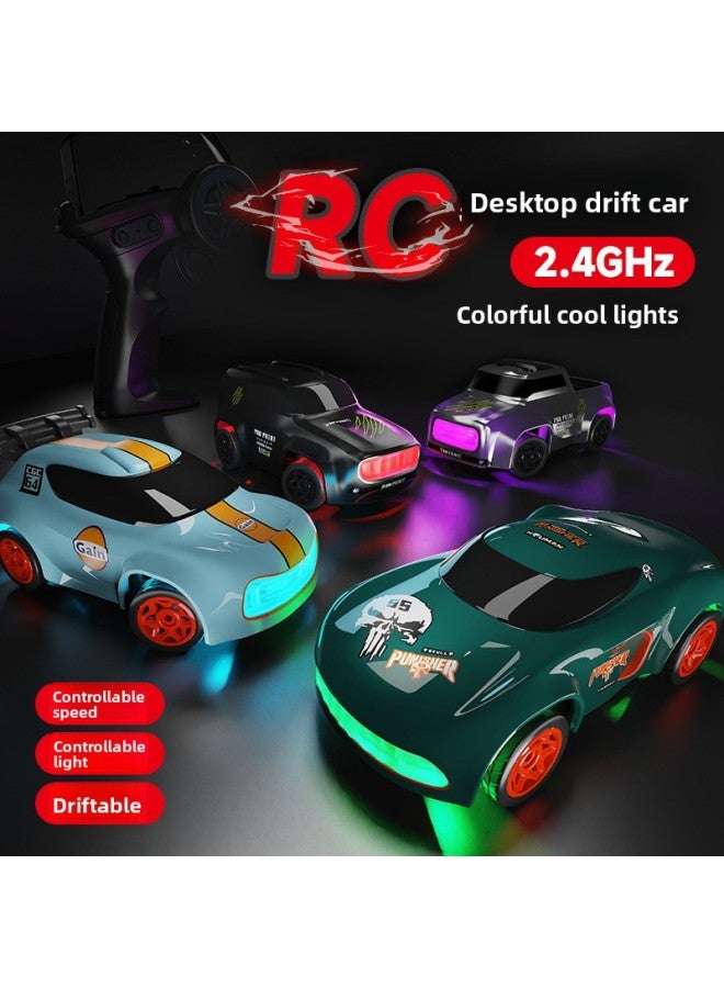 Cross-border Mini Remote Control Four-wheel Drive Drift Car 1:64 Ultra-small Remote Control High-speed Racing Cool Light Toy Car 