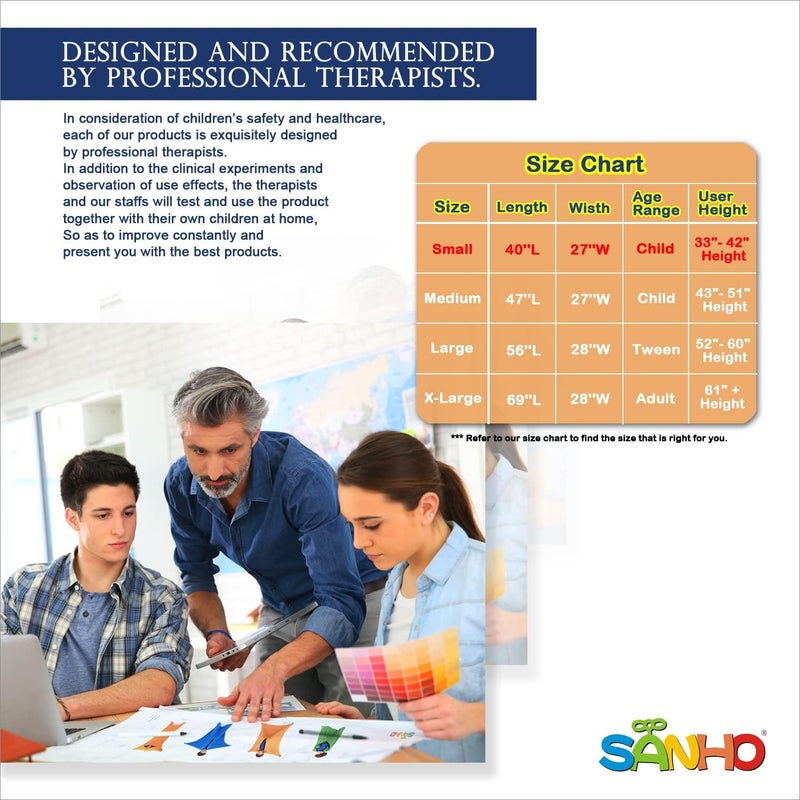 SANHO Sensory Sock Body Sock,Small,3-5 Years, 40" H x 27" W,Good for Height:30"-41",Perfect for Children with Sensory Processing Disorder,Updated Version,Bright Blue - Image 4