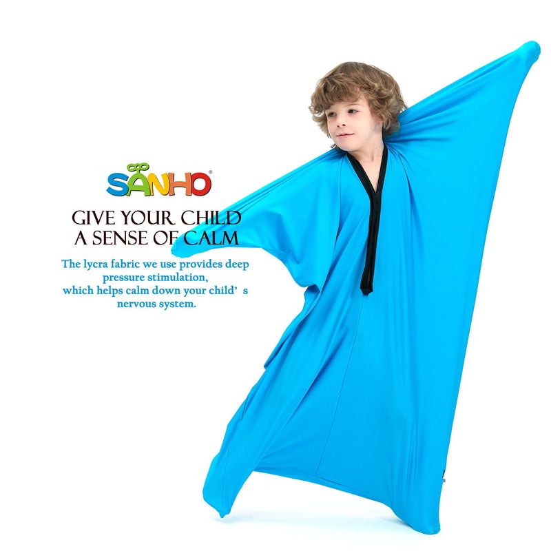 SANHO Sensory Sock Body Sock,Small,3-5 Years, 40" H x 27" W,Good for Height:30"-41",Perfect for Children with Sensory Processing Disorder,Updated Version,Bright Blue - Image 3