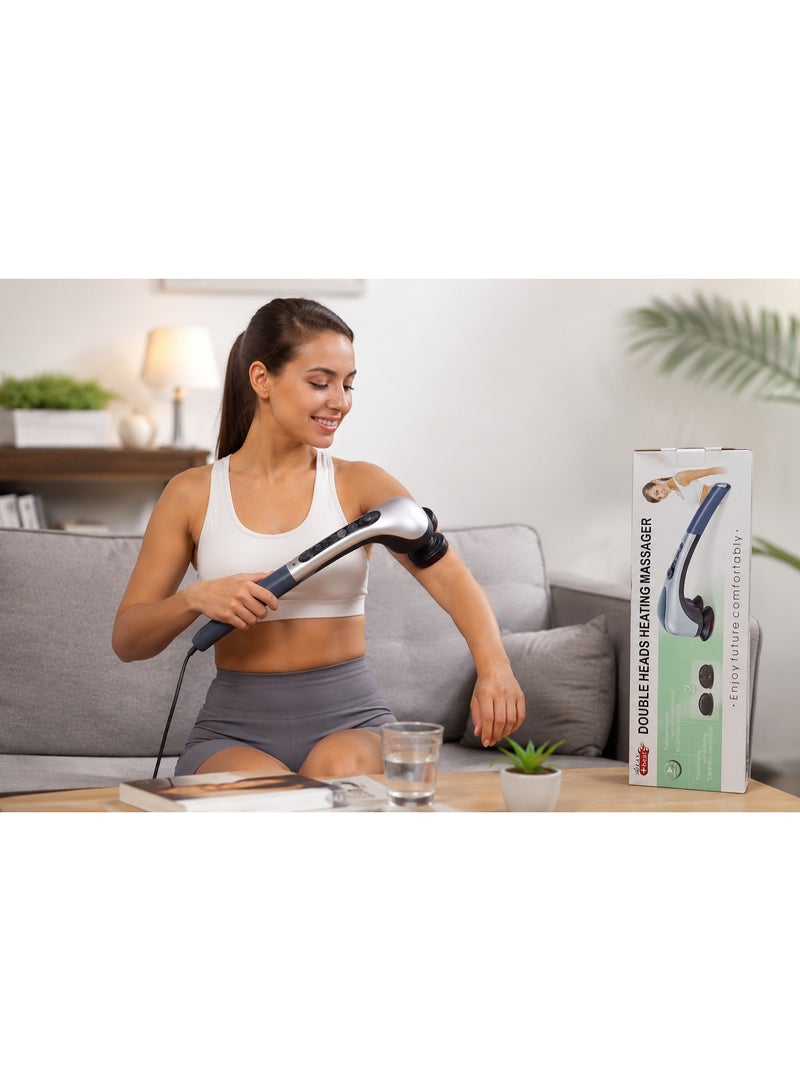 جهاز مساج وتدليك الجسم الكهربائي برأسين مع خاصية التدفئة من سولاكس Solax +heat - مدلك نقري بالأشعة تحت الحمراء مع رؤوس قابلة للتغيير لتخفيف آلام الظهر والعضلات - Image 3