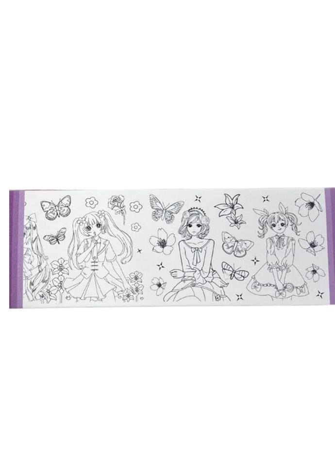Coloring paper roll, graffiti wrapping paper for home and classroom use, 220 × 30 cm with 8 paint colors, one paintbrush, and 2 glitter glues, made of premium safe paper (girl 1) - Image 2