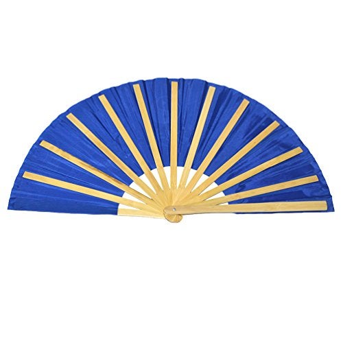Medifier Chinese Kung Fu Tai Chi Fan Arts Dance/Practice Performance Bamboo Folding Fan (Dragon and Phoenix blue background) - Image 3