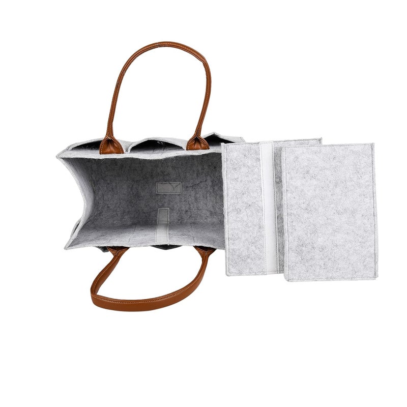 OON Baby Diaper Stackers Caddy Felt Nursery Storage Bin And Car Organizer For Diapers And Baby Wipes (Light Grey) - Image 3
