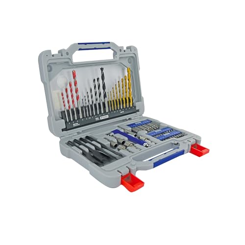 TIVOLY Drill Bit Set for Drilling and Screwing 60 Piece Case 8 Metal Drills 7 Wood Drills 4 Wood Bits 4 Concrete Bits 1 Bit Holder 30 Bits - Image 1