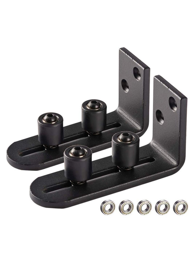 SOLARAE 2PCS Barn Door Stay Roller Guide, Flush Floor Door Guide Durable Steel Frame Roller Guide Heavy-Duty Door Stay Roller Barn Door Hardware Floor Level Barn Door Hardware for Sliding Barn Doors - Image 1