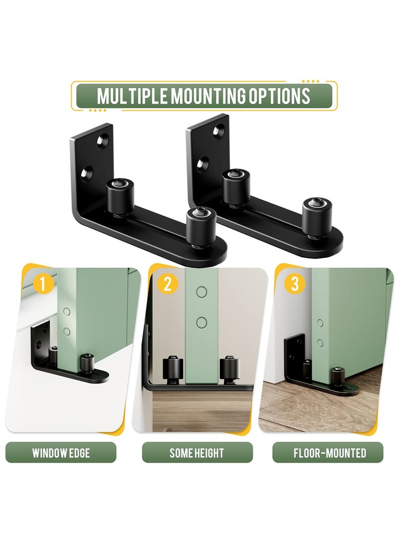 SOLARAE 2PCS Barn Door Stay Roller Guide, Flush Floor Door Guide Durable Steel Frame Roller Guide Heavy-Duty Door Stay Roller Barn Door Hardware Floor Level Barn Door Hardware for Sliding Barn Doors - Image 2