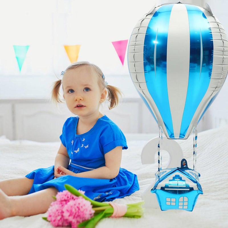 20 Pcs Blue Hot Air Balloon 4D Aluminum Foil Balloons Birthday Party Decorations Festival Supplies - Image 5