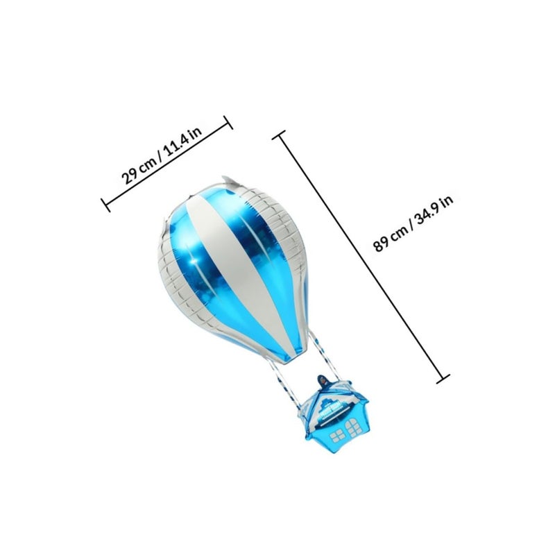 20 Pcs Blue Hot Air Balloon 4D Aluminum Foil Balloons Birthday Party Decorations Festival Supplies - Image 3