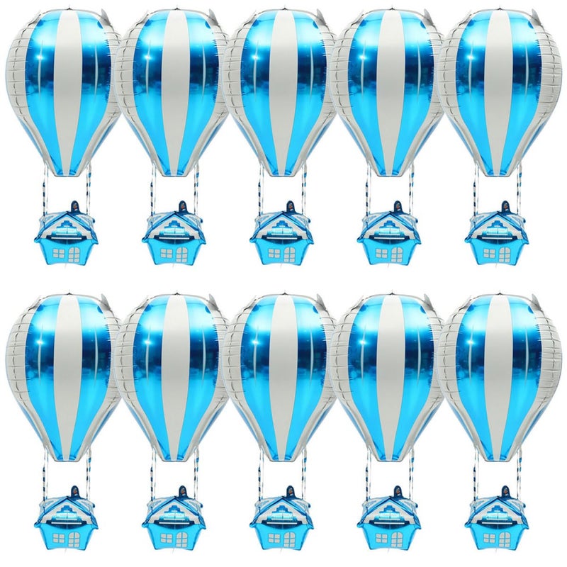 20 Pcs Blue Hot Air Balloon 4D Aluminum Foil Balloons Birthday Party Decorations Festival Supplies - Image 2