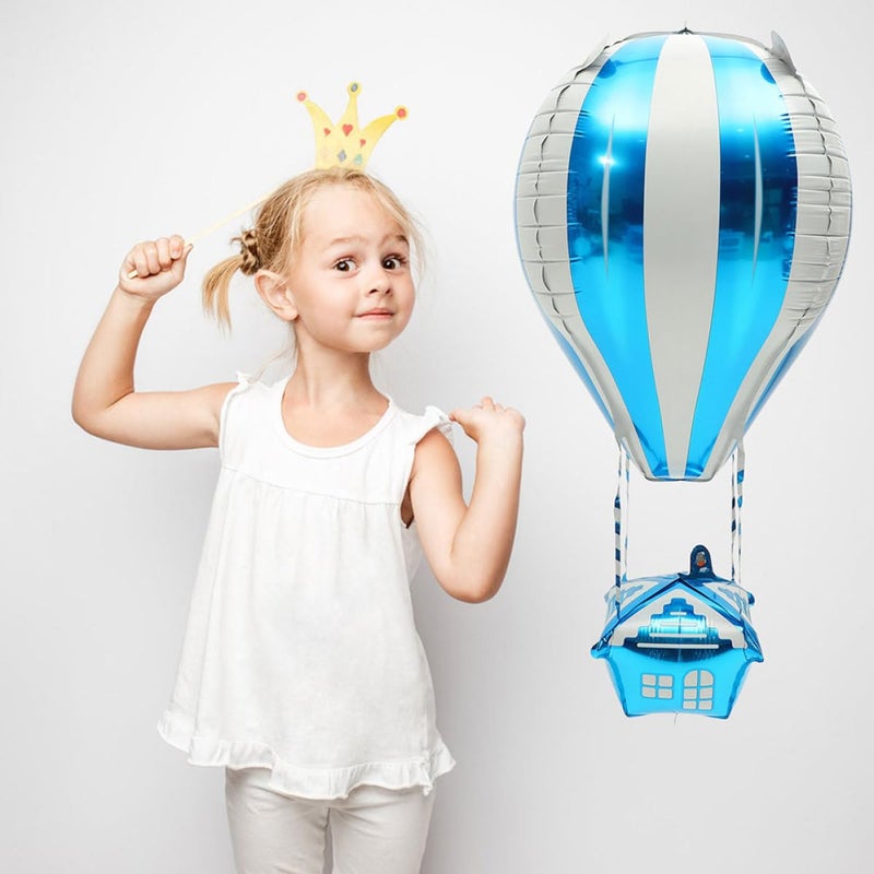 20 Pcs Blue Hot Air Balloon 4D Aluminum Foil Balloons Birthday Party Decorations Festival Supplies - Image 4