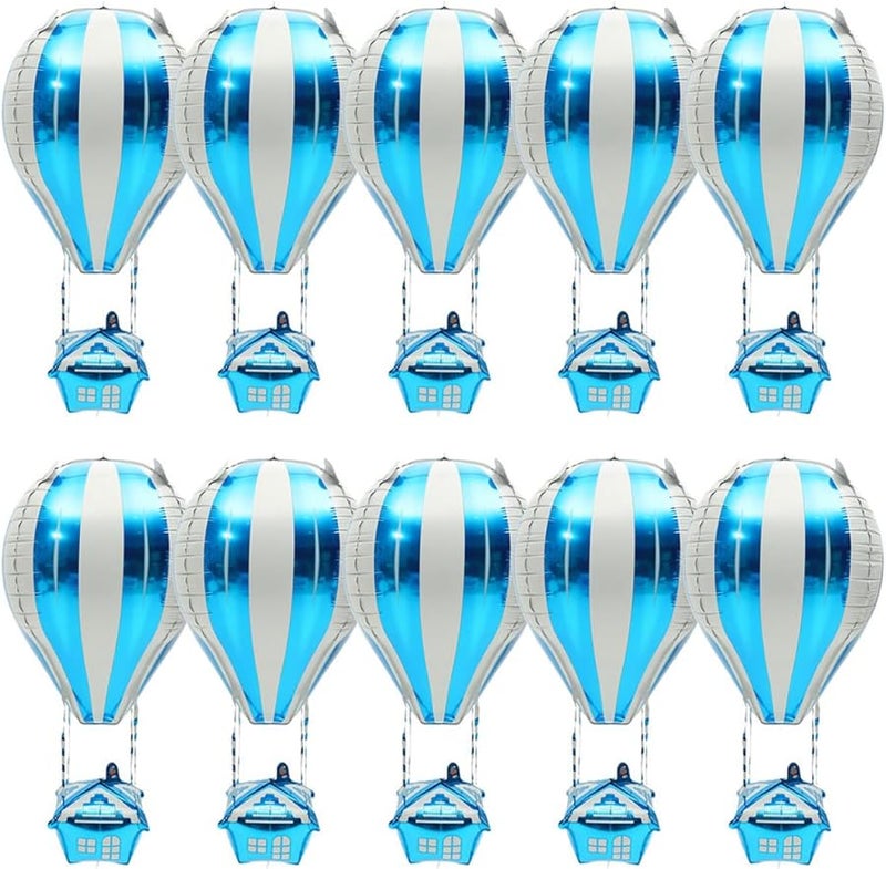 20 Pcs Blue Hot Air Balloon 4D Aluminum Foil Balloons Birthday Party Decorations Festival Supplies - Image 1