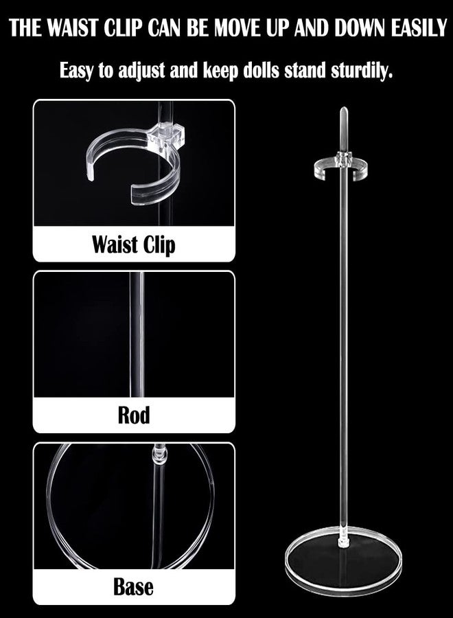 HMIEPRS 5PCS Acrylic Doll Stand Display Holder, Ideal Doll Display Stand Support with Adjustable Waist Clip for 11 to 13 Inch Tall Dolls - Image 4