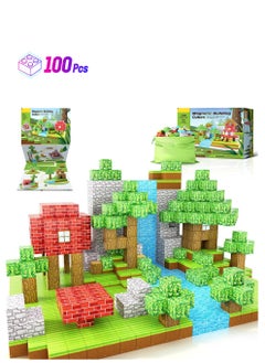 KASTWAVE 100PCS Magnetic Blocks-Build Mine Magnet World Set, Magnetic Blocks Building Toys,  Magnetic Tiles Building Blocks Toddler Toys, STEM Sensory Outdoor Toys, Magnet Toys for Boys & Girls Ages 5-7  - Image 1