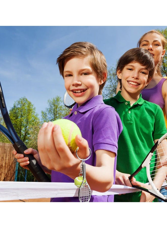 2 PCS Tennis Racket Keychain, Creative Metal Keychain Sport Keyring Tennis Ball Keyring - Image 4