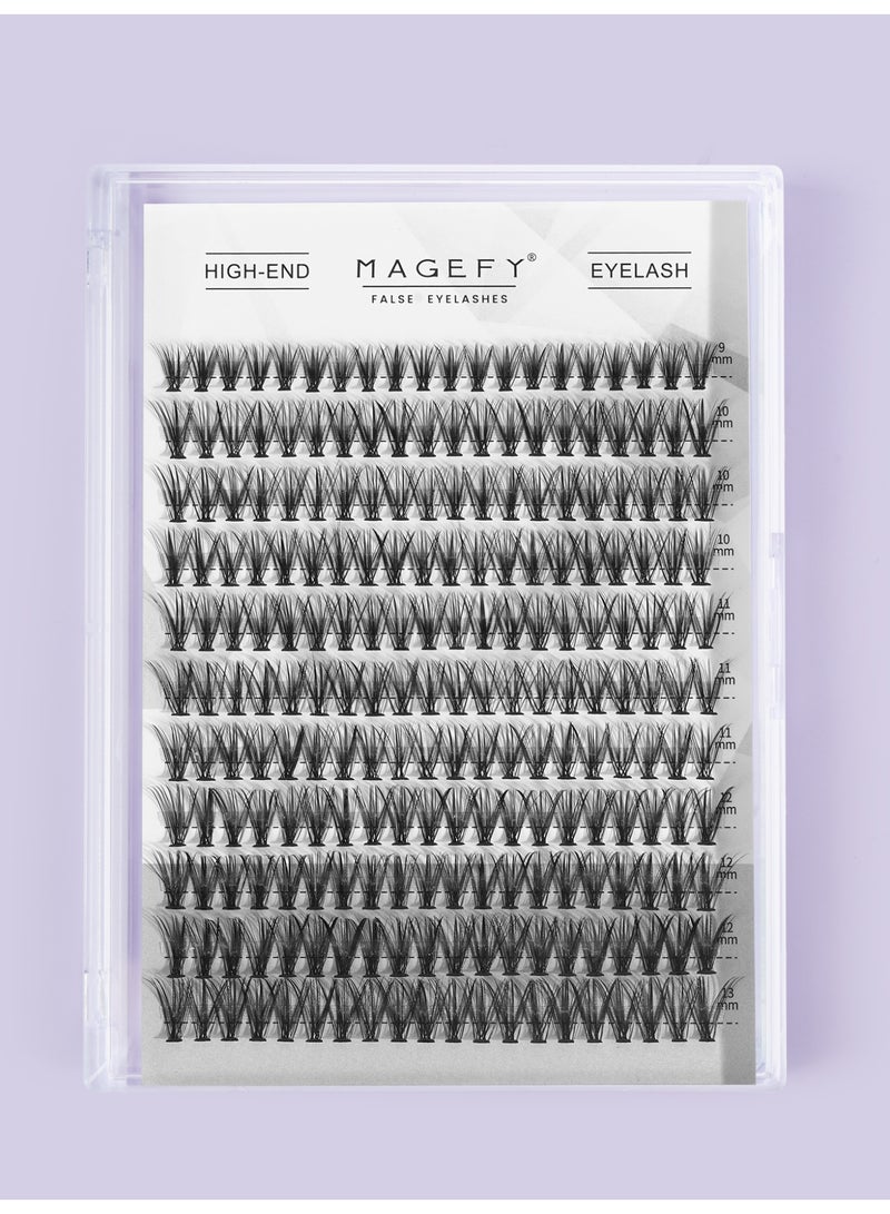 MAGEFY 220 clusters of false eyelashes, DIY eyelash extension and eye makeup kit, size 9-13mm. - Image 1