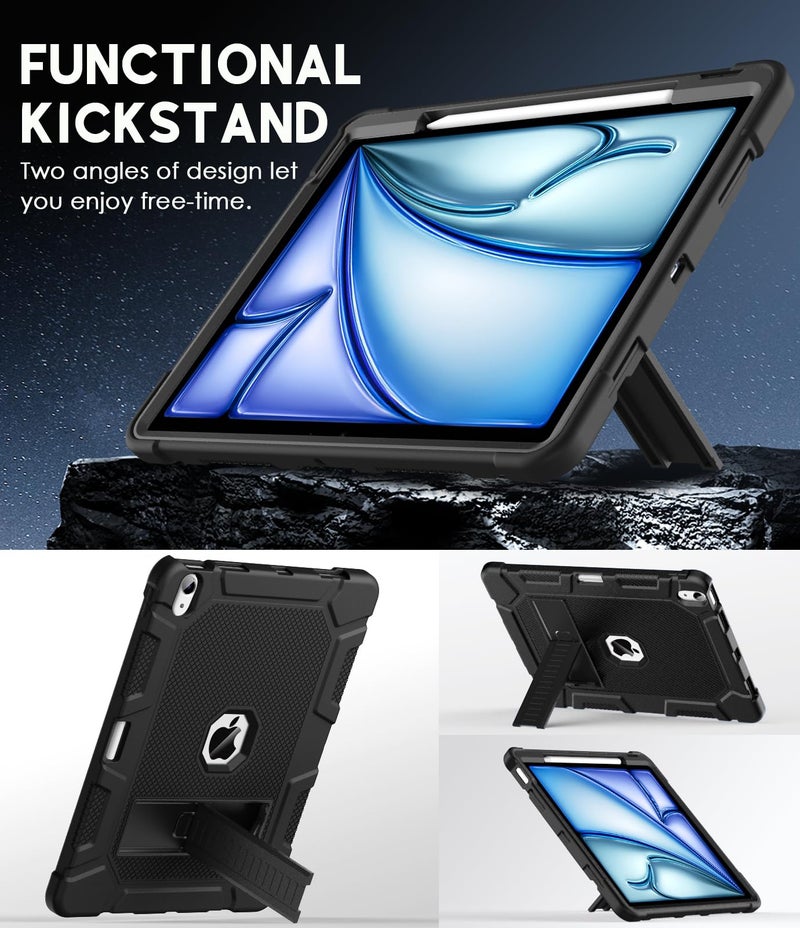Azzsy Case for iPad Air 13 Inch (M4/M3/M2) 2026/2025/2024, [Built-in Pencil Holder] Heavy Duty Shockproof Rugged Protective Case for 13 inch iPad Air (2026/2025/2024 Version), Black - Image 2