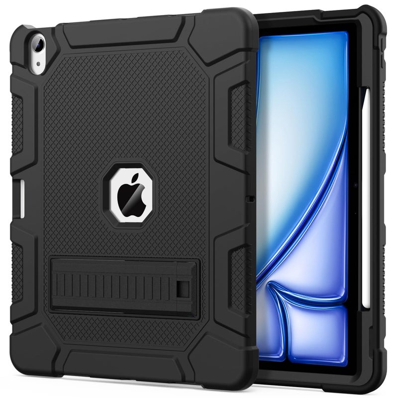 Azzsy Case for iPad Air 13 Inch (M4/M3/M2) 2026/2025/2024, [Built-in Pencil Holder] Heavy Duty Shockproof Rugged Protective Case for 13 inch iPad Air (2026/2025/2024 Version), Black - Image 1