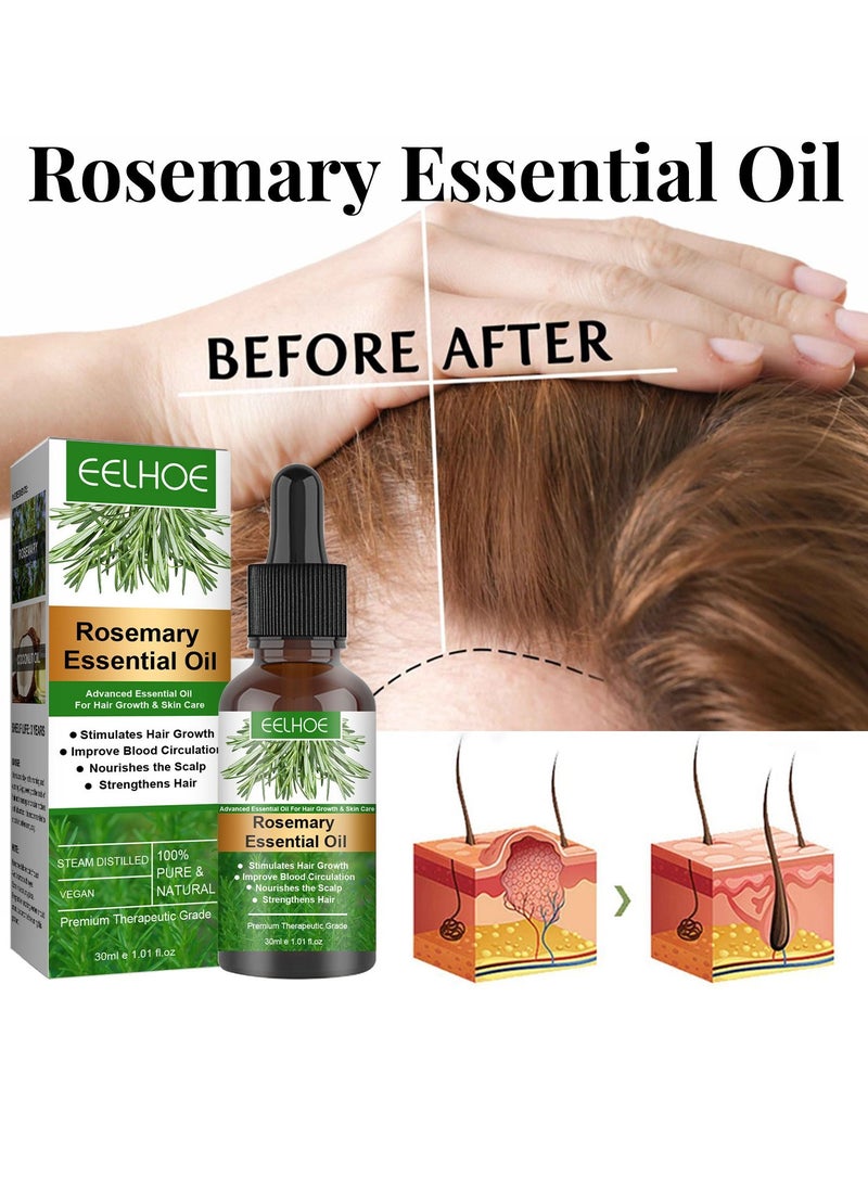 EELHOE - Rosemary Essential Oils, Pure Rosemary Oil for Hair Growth & Skin Care, Nourishment Scalp, Stimulates Growth - Image 1