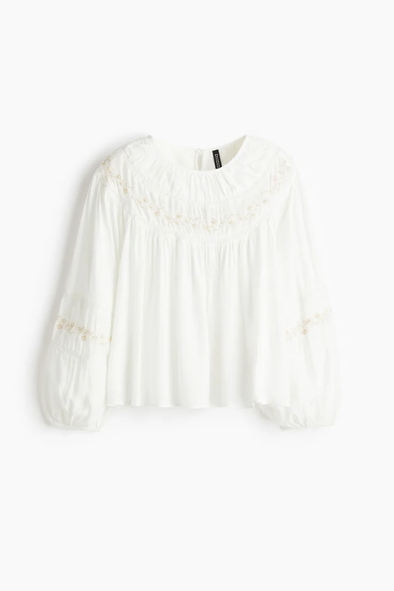 H&M Embroidered viscose blouse