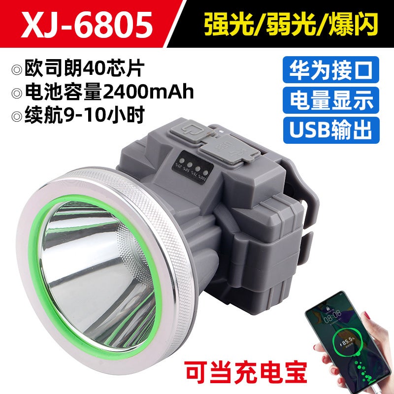 Headlamp Strong Light Outdoor Waterproof Induction LED Long Endurance Super Bright Laser Fishing Lamp Head-mounted Charging Miners Lamp 6805 OSRAM chip bright endurance 9-10 hours 6805 OSRAM chip bright endurance 9-10 hours