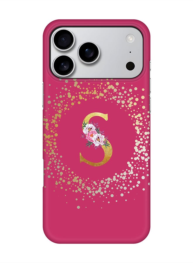 Stylizedd For iPhone 17 Pro Max,Case, [Compatible with MagSafe] Magnetic cover Slim fit Protection Matte, - Custom Monogram Floral - S ( Deep Pink )