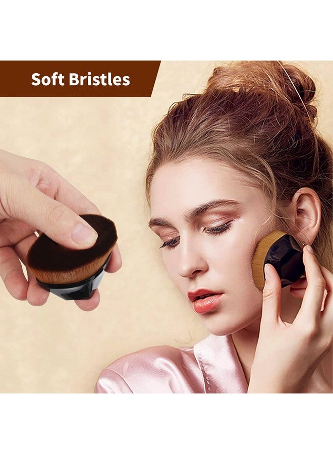 بياهوت مجموعة من 4 فرش مكياج أساسية - فرشاة كابوكي مسطحة للسفر من Momma Brush لمزج مستحضرات التجميل السائلة أو الكريمية أو البودرة الخالية من العيوب مع حقيبة واقية، فرشاة مكياج سهلة الحمل - Image 4