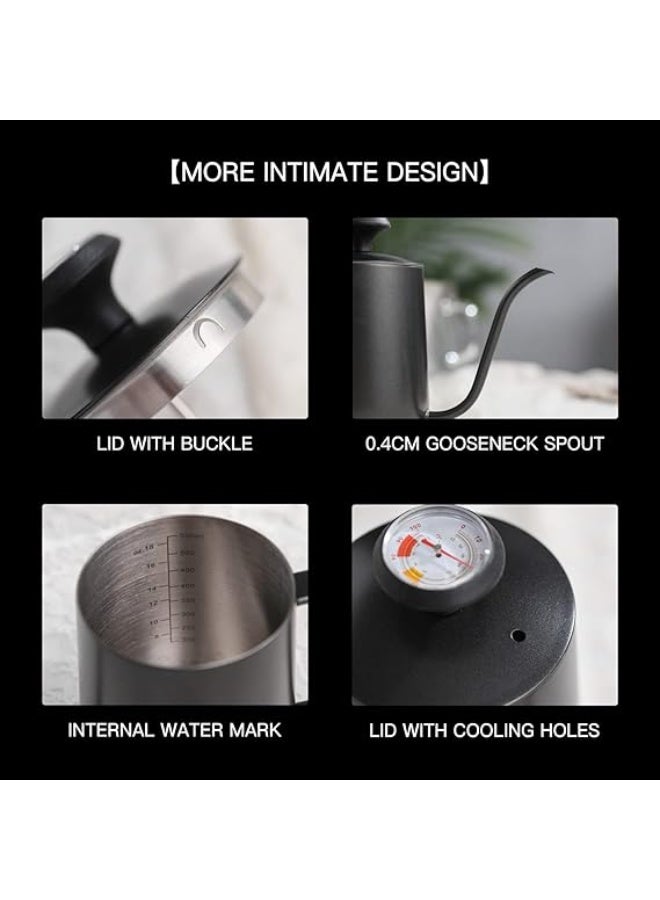 ستاريسو غلاية قهوة يدوية من الستانلس ستيل سعة 550 مل/ 19 اونصة بفوهة صب بتصميم مرتفع معقوف تصب بالتقطير مع ميزان حرارة من ستاريسو - Image 5