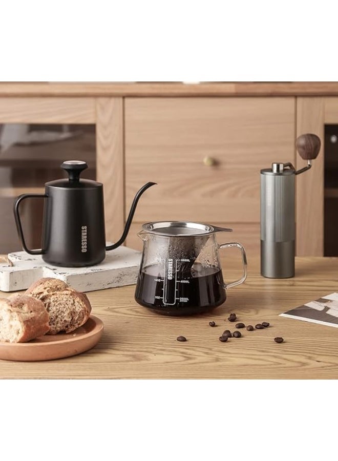 ستاريسو غلاية قهوة يدوية من الستانلس ستيل سعة 550 مل/ 19 اونصة بفوهة صب بتصميم مرتفع معقوف تصب بالتقطير مع ميزان حرارة من ستاريسو - Image 4