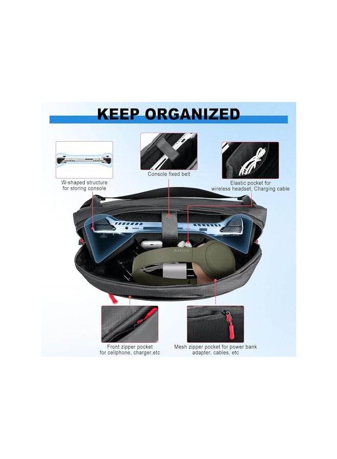 erorex Carrying Case Compatible with  Portal Remote Player/ Legion Go/Steam Deck/Steam Deck OLED/ROG Ally/Nintendo Switch, Portable Gamer Storage Travel Bag Fits for Handheld Console & Accessories - Image 2