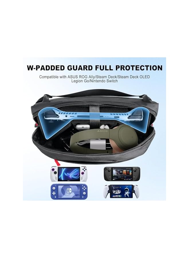 erorex Carrying Case Compatible with  Portal Remote Player/ Legion Go/Steam Deck/Steam Deck OLED/ROG Ally/Nintendo Switch, Portable Gamer Storage Travel Bag Fits for Handheld Console & Accessories - Image 3