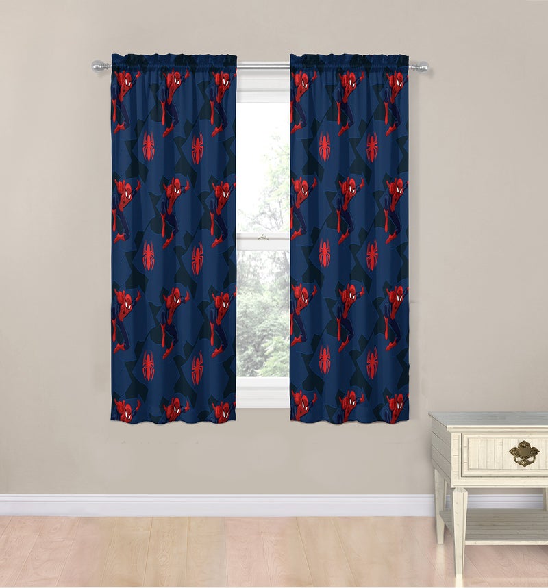 Jay Franco ستارة / Drapes جاي فرانكو مارفل سبايدرمان الكلاسيكية 63" مجموعة زخرفية من 4 قطع (2 لوحات، 2 روابط)  - Image 2