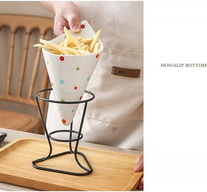 Fast Food Baskets Creative Polka Dot Ceramic Chip Cup, Restaurant Utensils, Chicken Rice Krispies Rack - Image 4